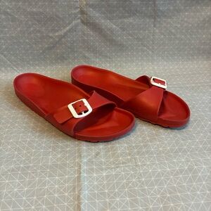 Birkenstock Red EVA Single-Buckle Slide Sandals